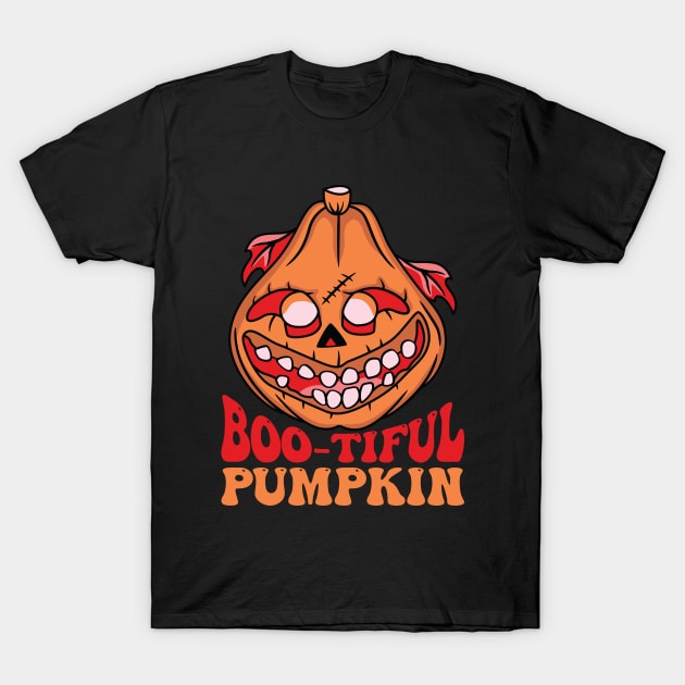 Spooky Bootiful Pumpkin T-Shirt by JaiStore